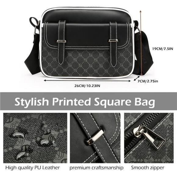 Mens Crossbody Bag PU Leather Shoulder Messenger Bag Travel Work Daily Purse - Picture 3 of 7